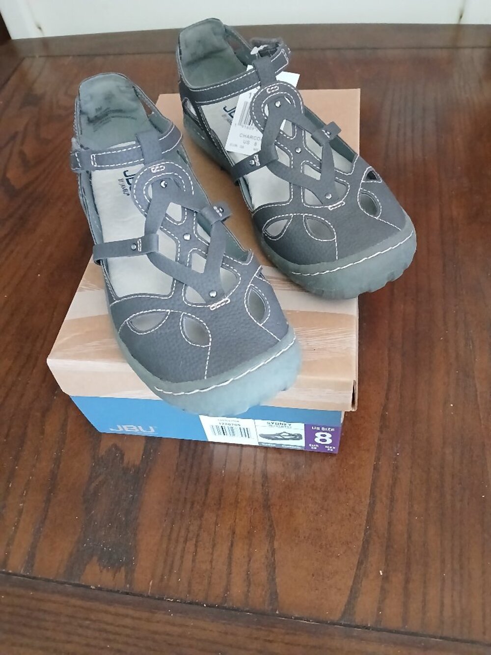"JAMBU WOMEN'S SIZE 8 CHARCOAL SYDNEY" COMFORT SANDALS
